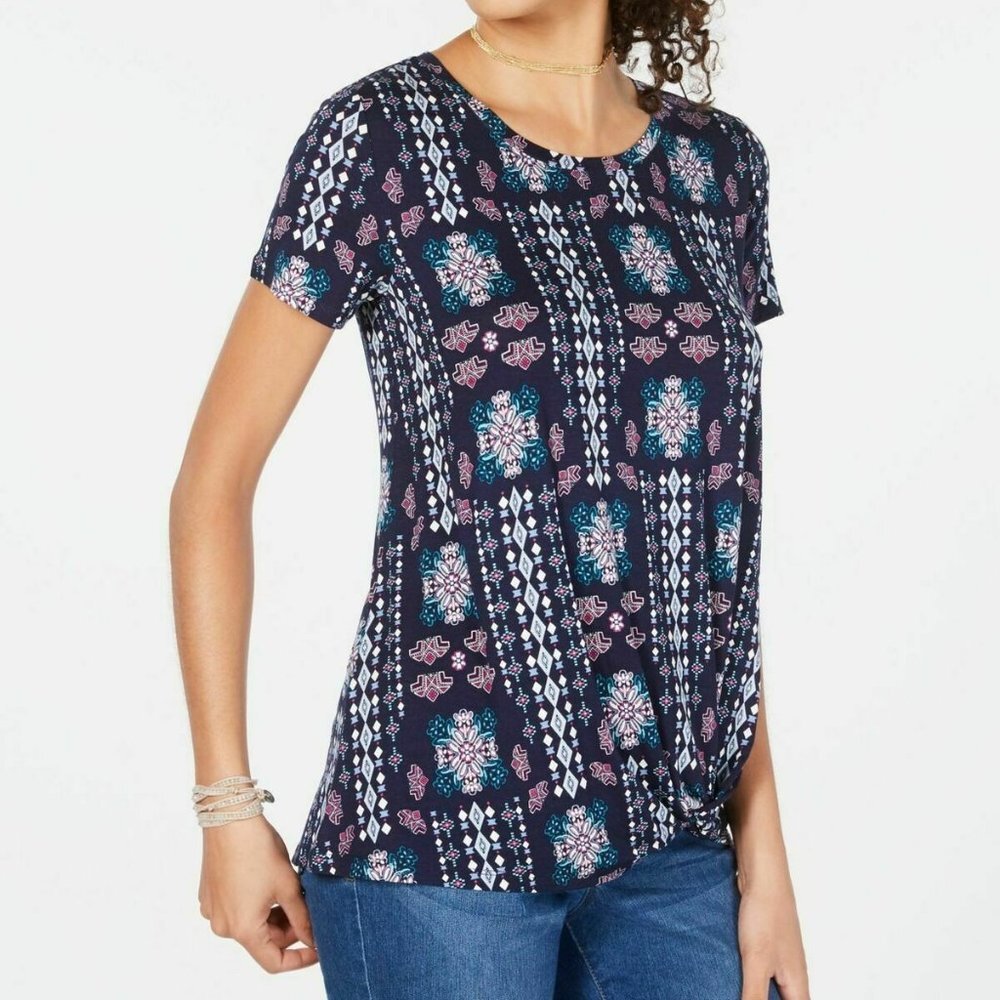 Style & Co. women‎ L Printed T-shirt casual top short sleeve